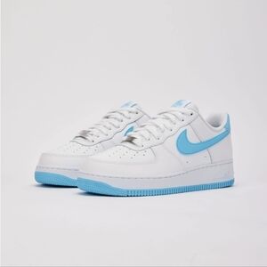 Nike Air Force One Low '07 New No Box Mens Sz 9.5 Wht/baby Blue